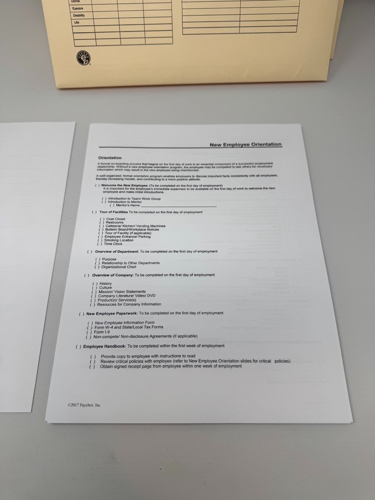 Confidential Employee Personnel File Jacket Folder New Paperwork Sheets (Qty 12)