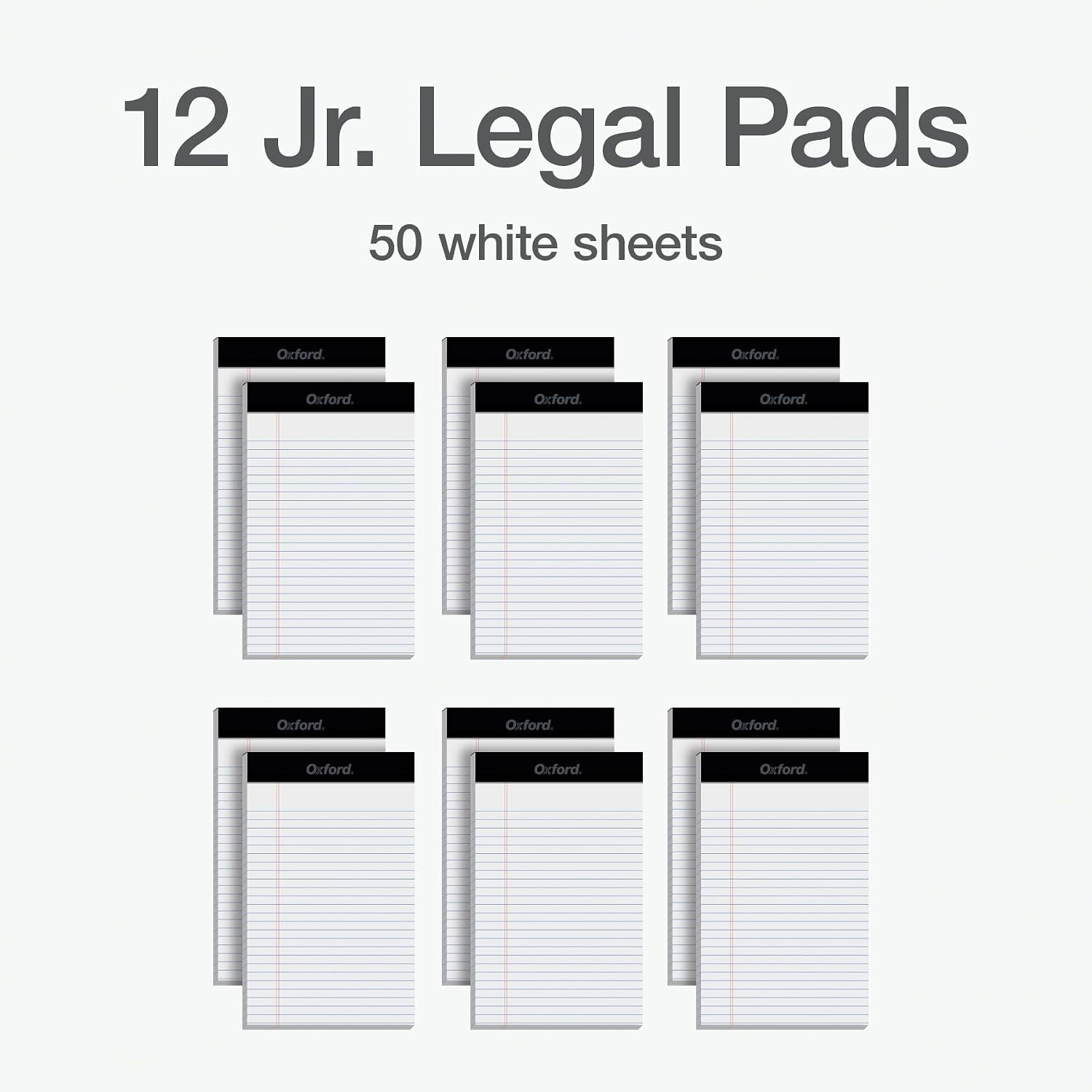 5 x 8 Legal Pads 12 Pack Narrow Ruled White Paper, 50 Sheets Per Writing Pad New
