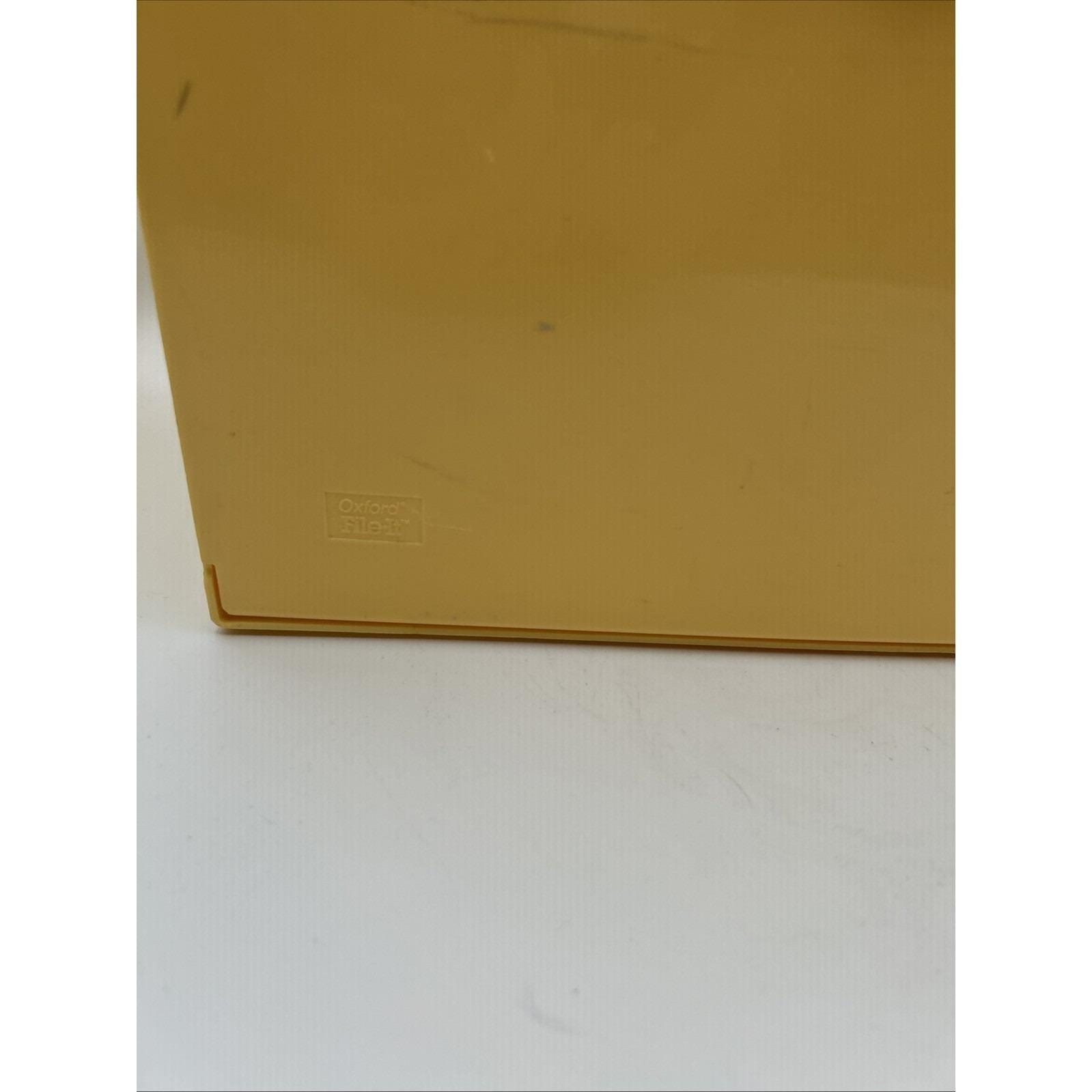Oxford File-It Portable File Box Large Yellow Plastic Vintage Latch Handle 13×11