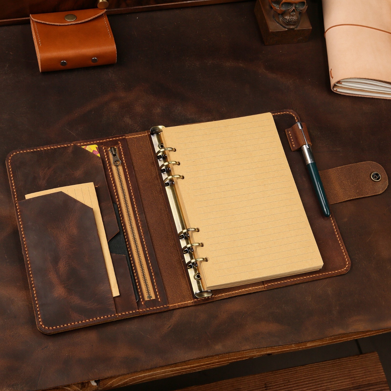 Refillable Genuine A5 Leather binder Diary Travel Journal
