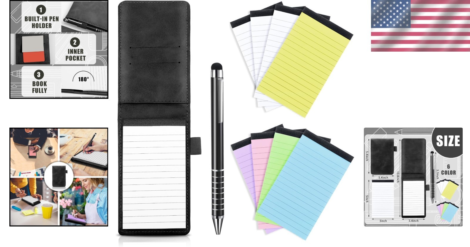 10 Pcs Pocket Notepad Holder with Memo Book Refills