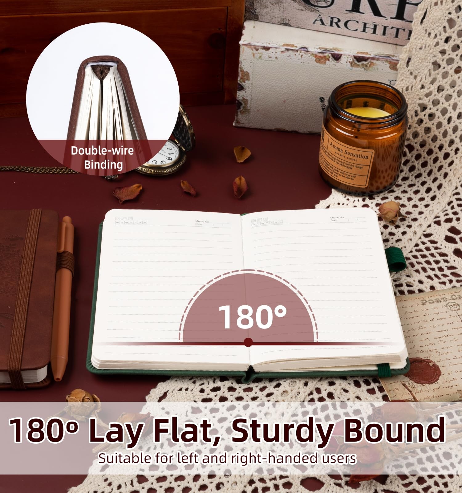 A6 Pocket Journaling Notebooks 3 Pack 360 Pages with Pen Holder