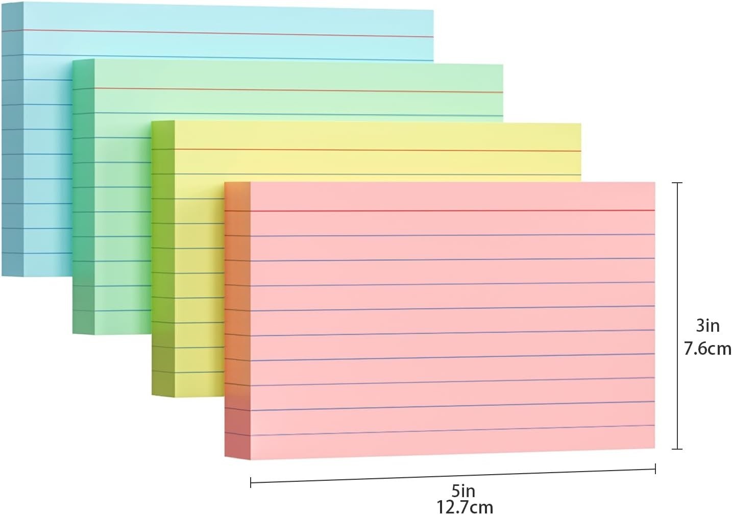 Colored Index Cards 3×5, 200 Pack, 180gsm Heavy Ruled Index Cards, Flash Card…