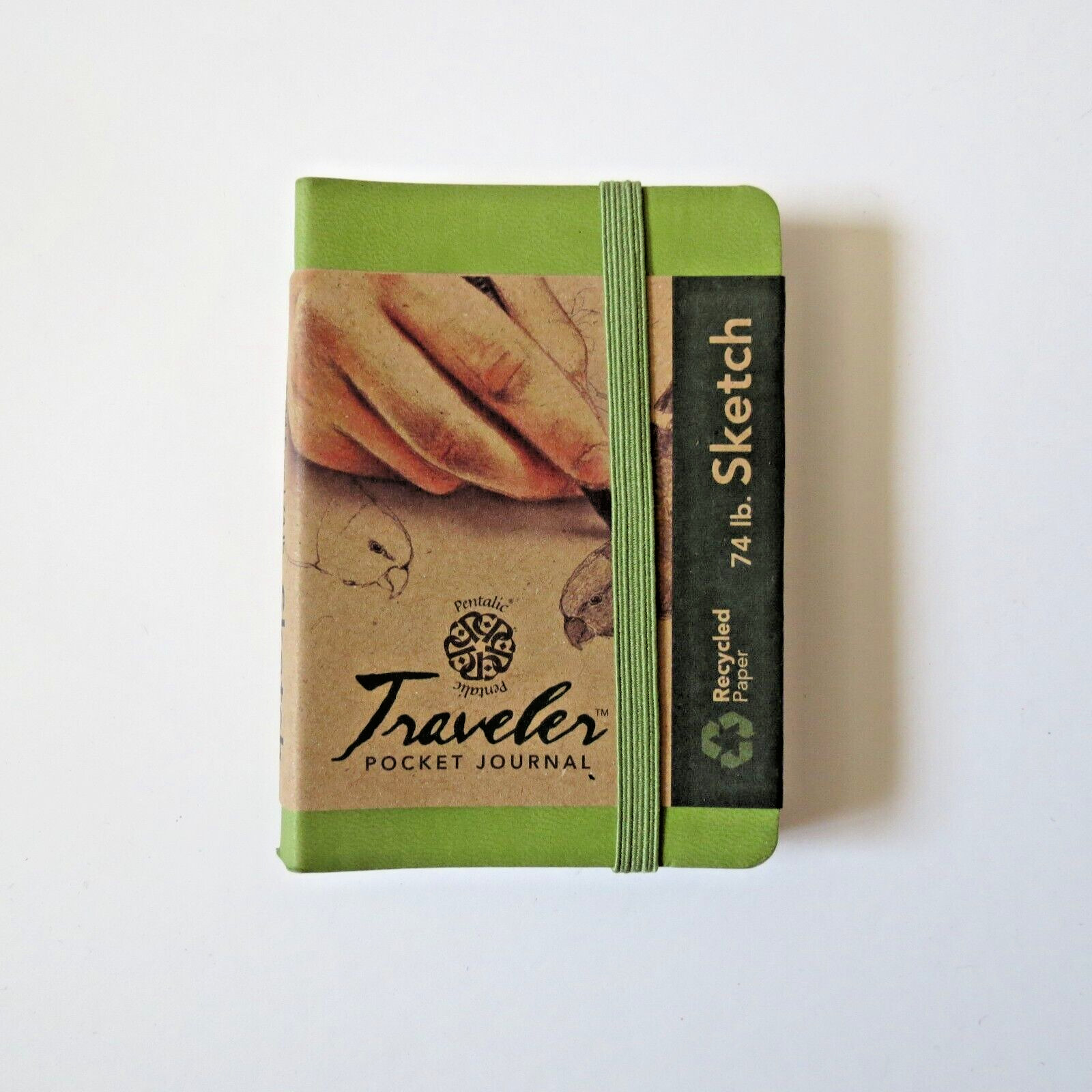 Pentalic Traveler Pocket Journal – 74 lb Sketch 4″x3″ Olive Green