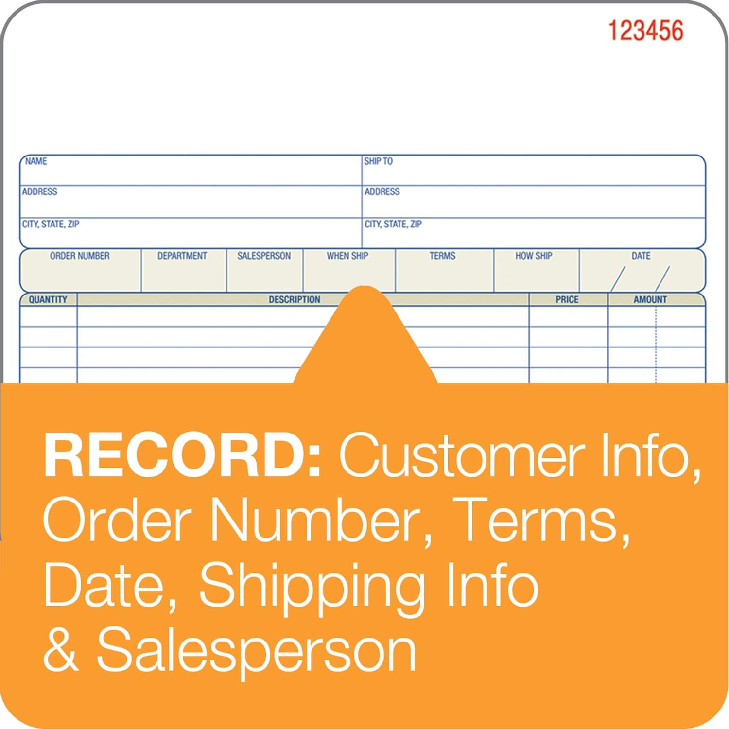 Adams Order Book, 2-Part, Carbonless, White/Canary, 8-3/8 X 10-11/16 Inches, 50