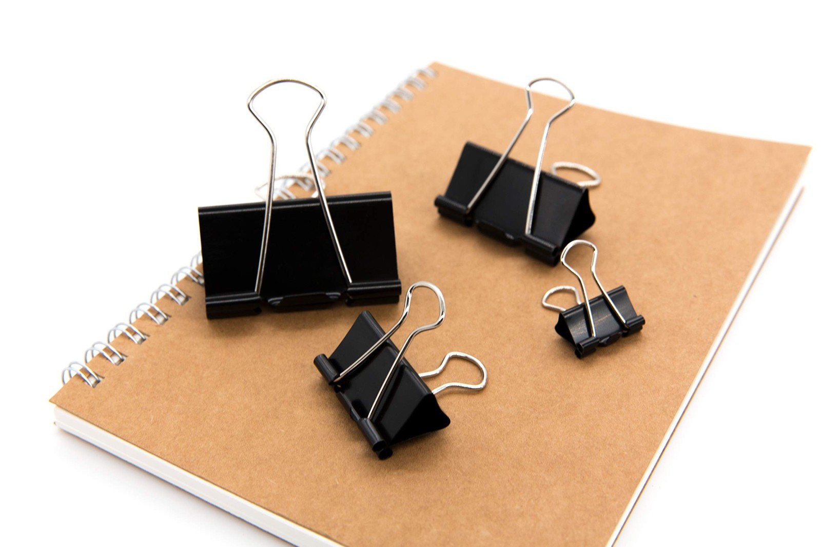 Heavy Duty Assorted Binder Clips 100pcs | 6 Sizes Tempered Steel Paper Clamp Set