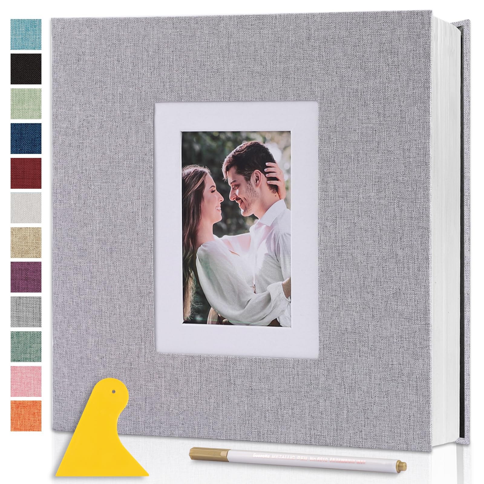 Photo Album Self Adhesive Pages Scrapbook Large 11″x10.6″ 40Pages, Grey