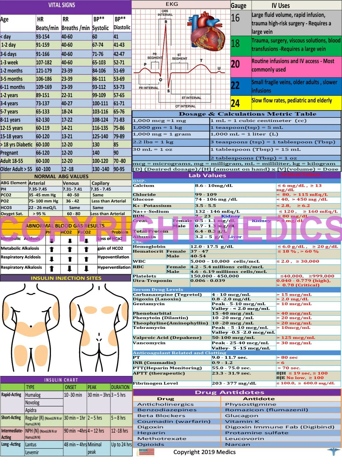 Nursing Clipboard -PURPLE -reference sheets -great for clinical