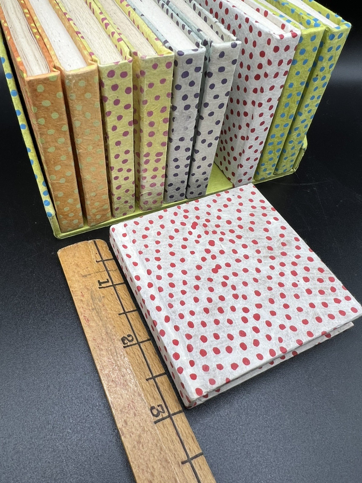 Mini Blank Journals, Set of 10, Each 3 inches square, Unused, Cute Polka Dots