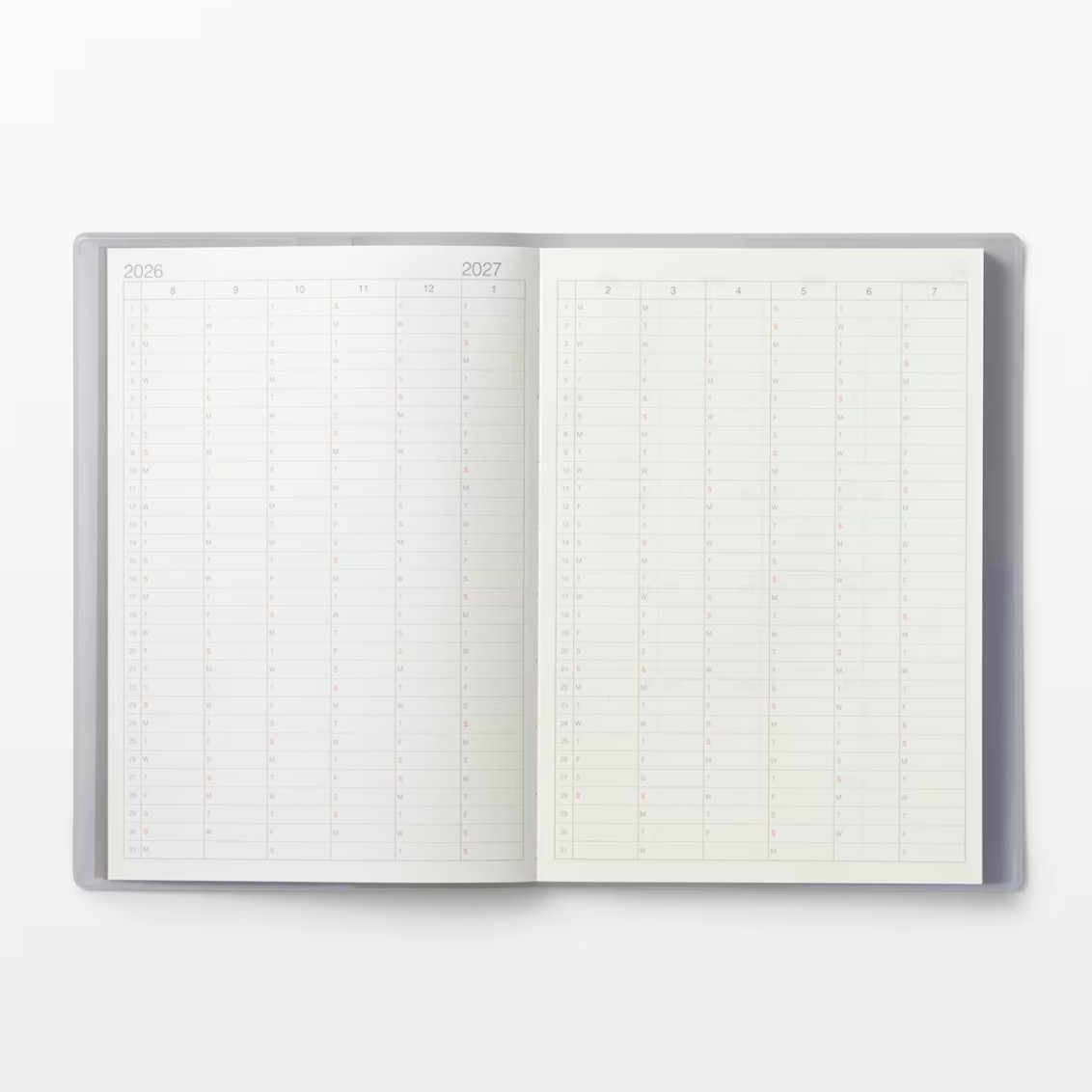 MUJI 2026 Weekly Planner Notebook B5 Gray Starts August 2026 Japan