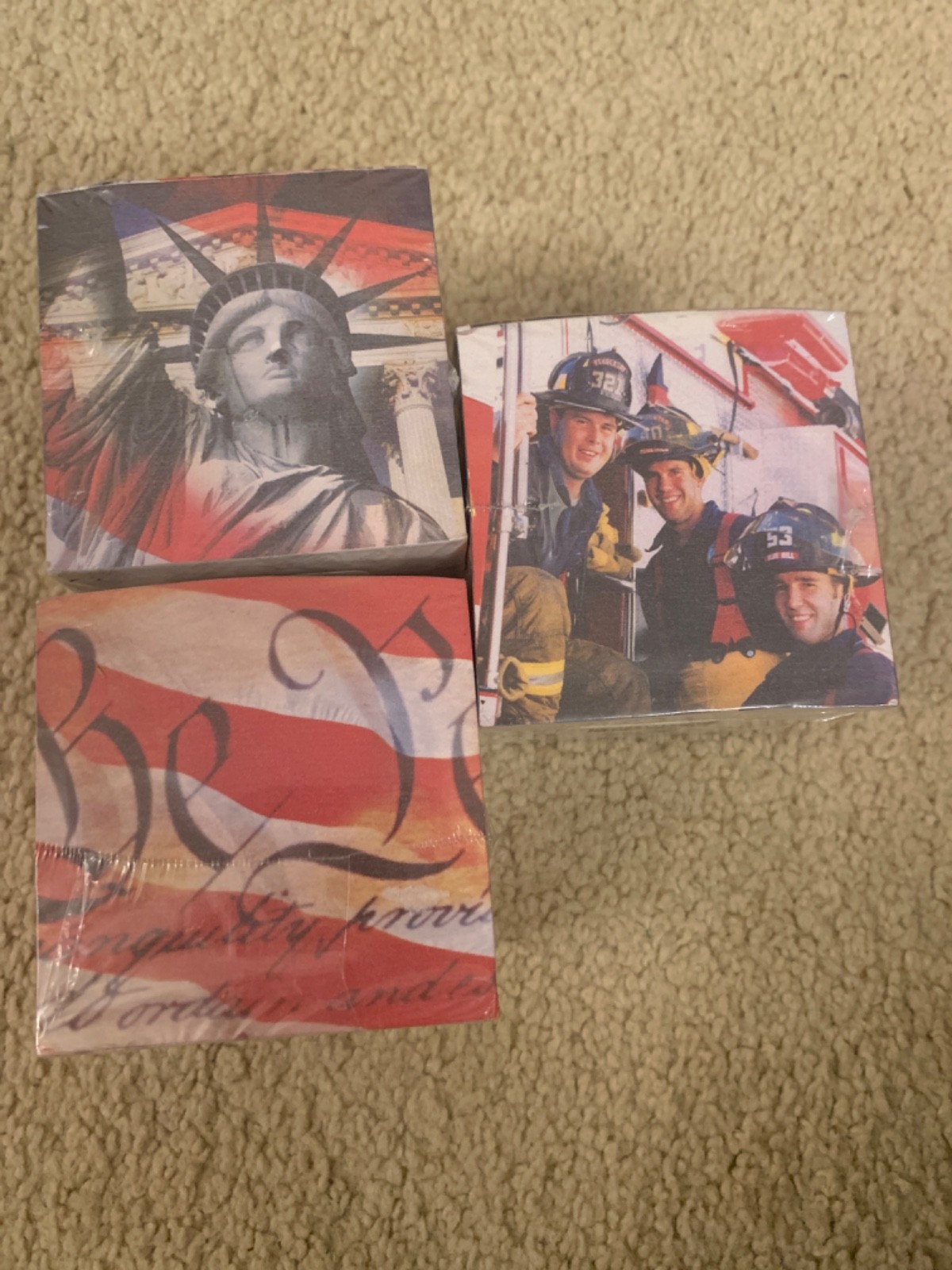 NWT Lot of 3 Vintage Riverleaf Self Stik Notes, Statue of Liberty, Firemen etc