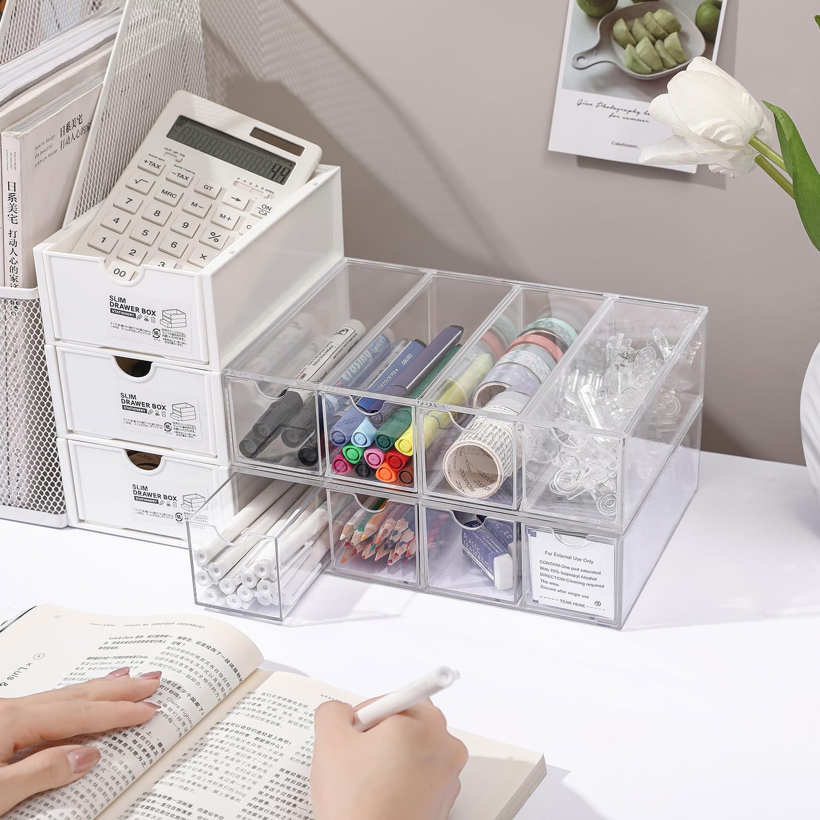 Acrylic Stackable Drawer Organizer with 4 Clear Drawers for Bathroom & Vanity…