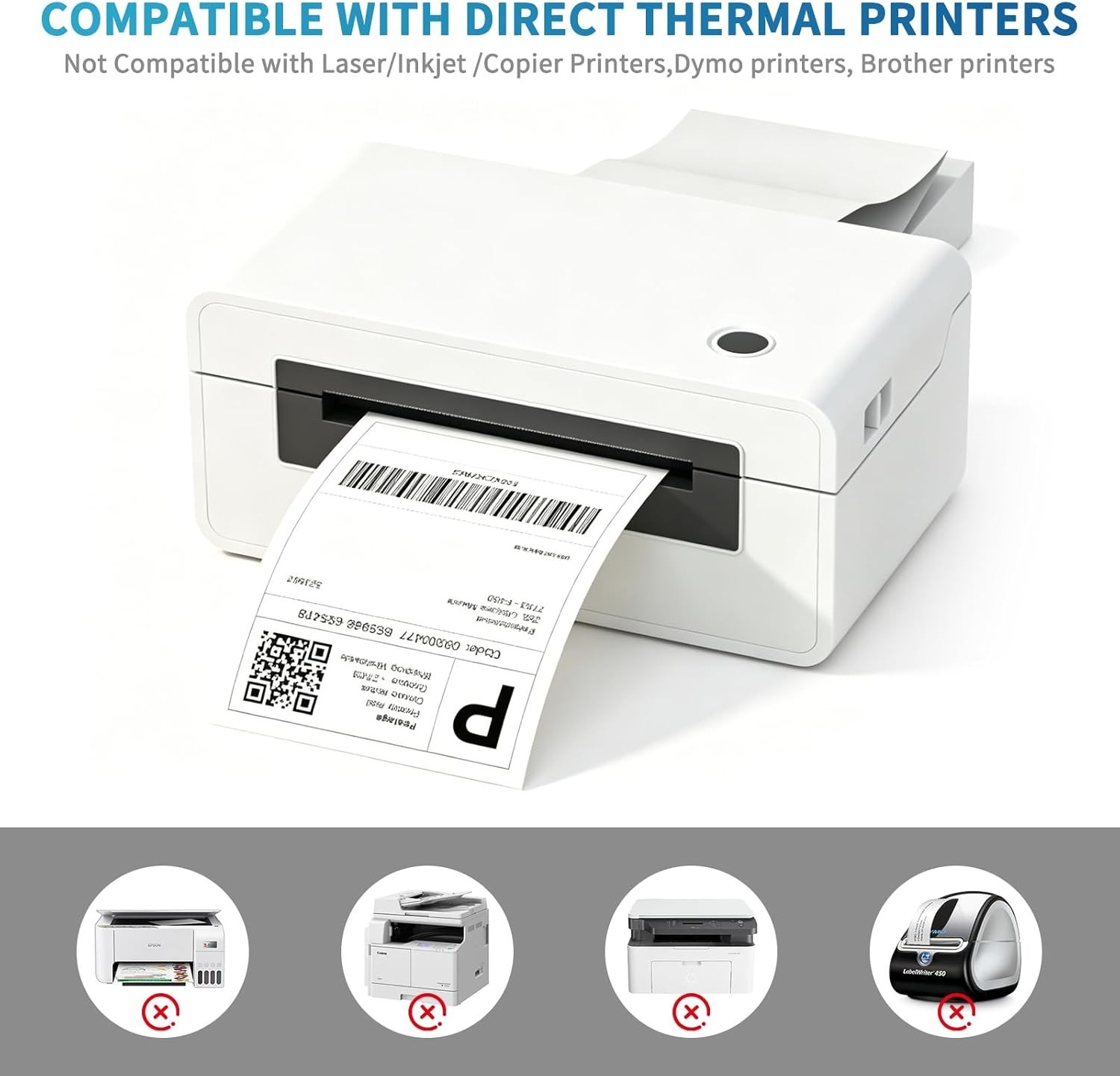 100 Perforated 4×6 Shipping Labels – High-Adhesive Thermal Printer Compatible