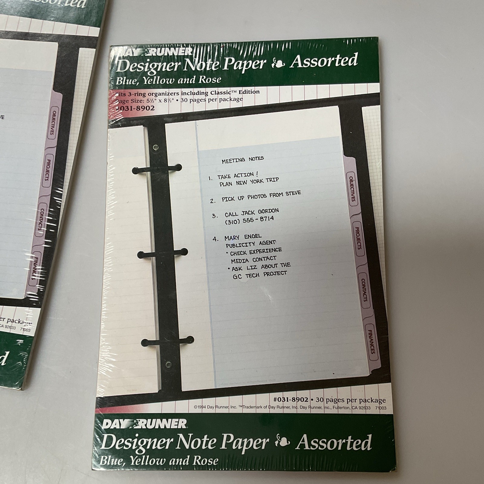 Day Runner Designer Note Paper Refill 3 Pack 30 Sheets Assorted Blue Yellow Rose
