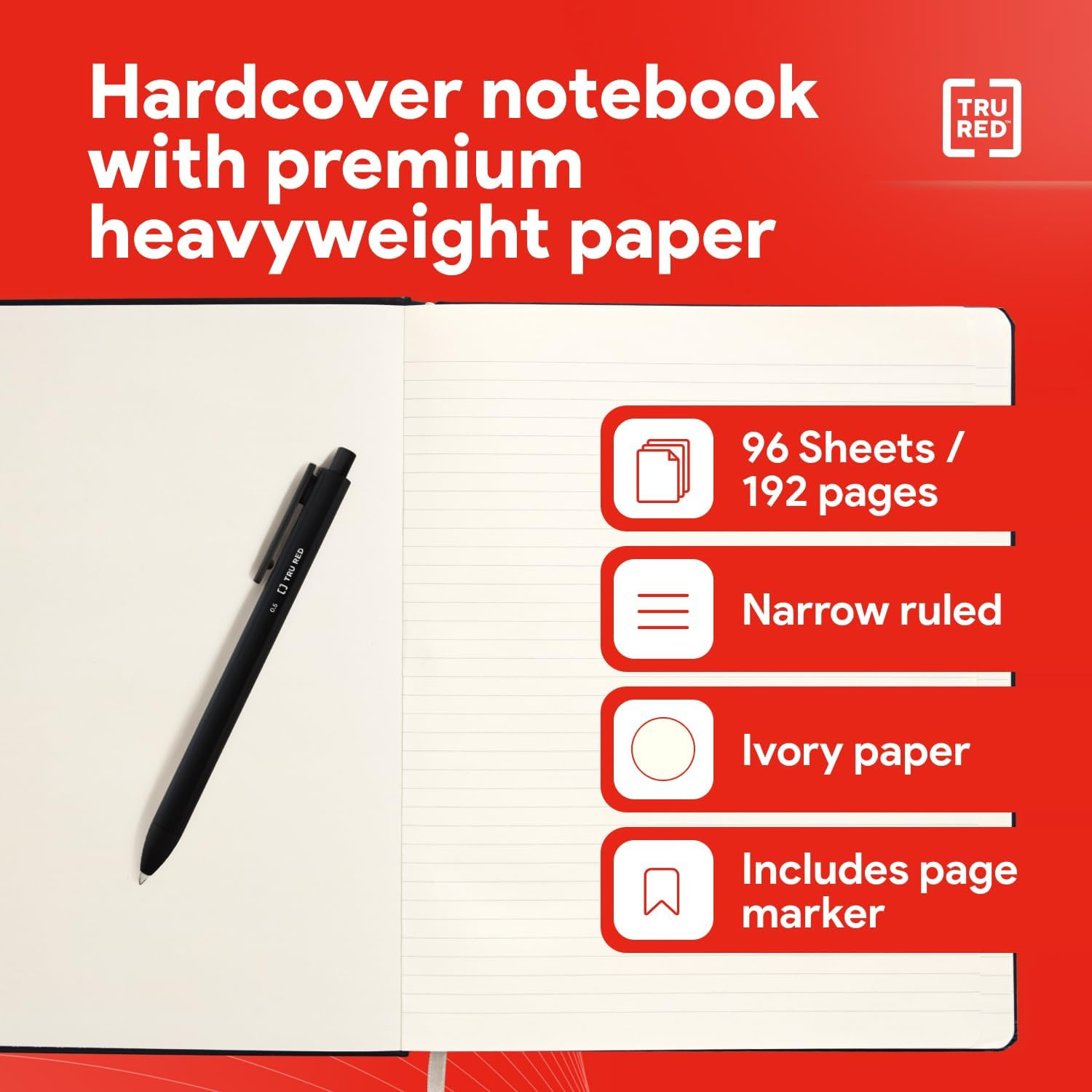 Large 8” X 10” Hardcover Ruled Journal, Black – Leather Cover, 96 Sheet