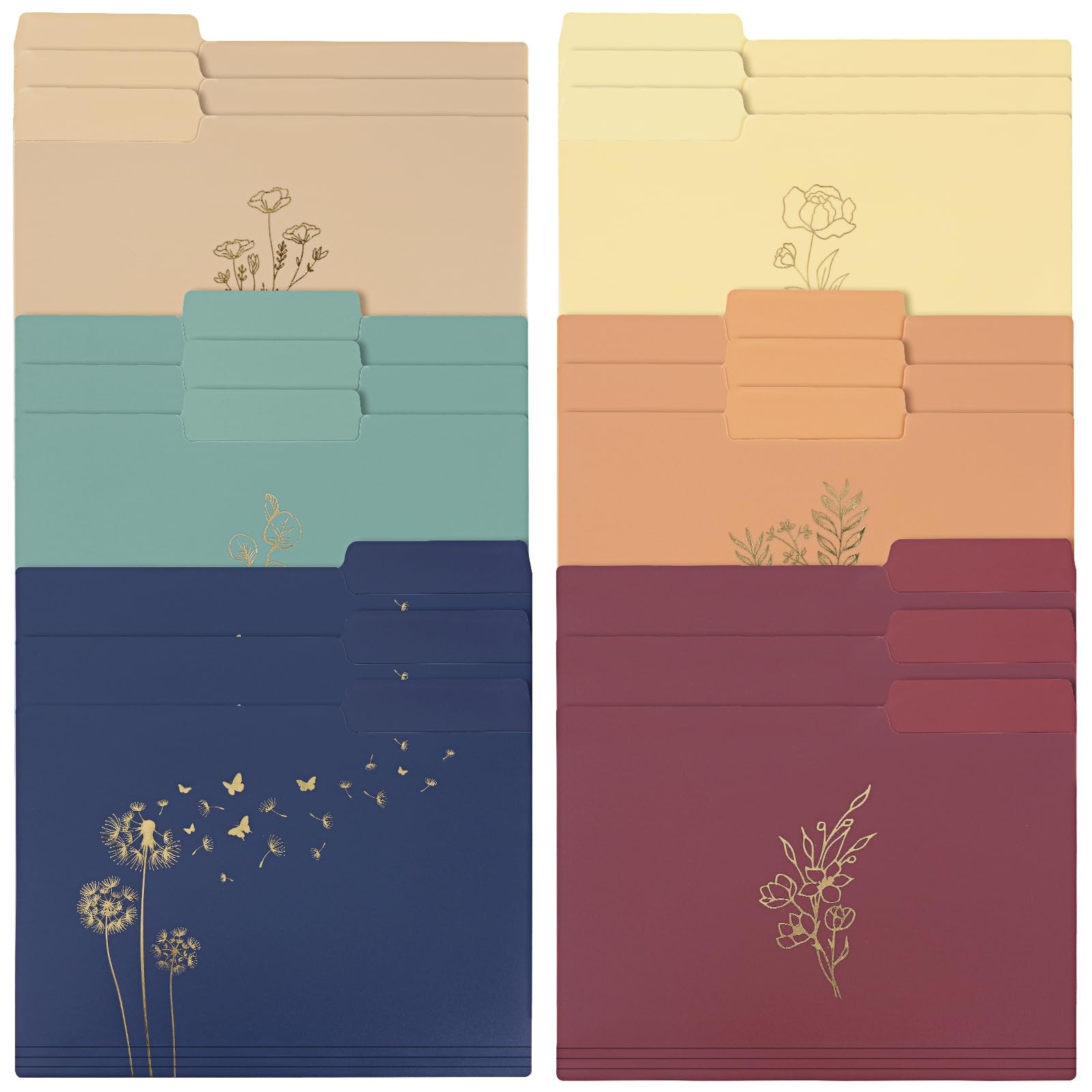 EOOUT 18 Pack Decorative File Folders Plastic Floral Colored Folders with Gol…