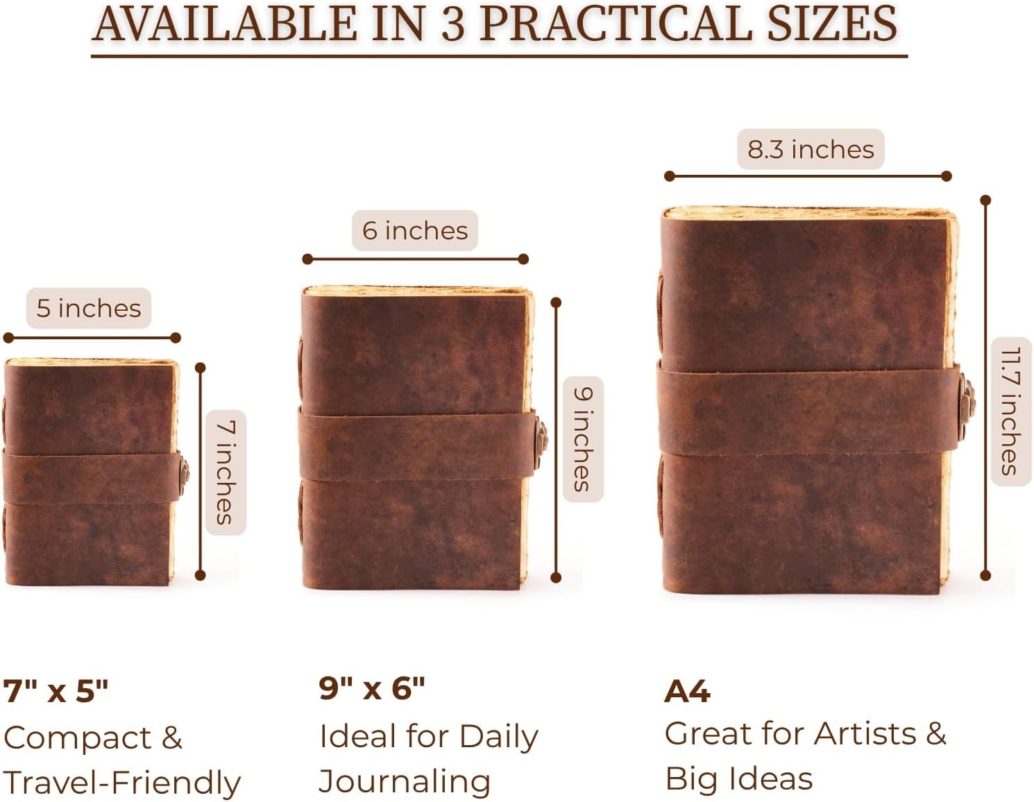 Rustic Vintage Leather Journal – Lock Closure, Antique Paper