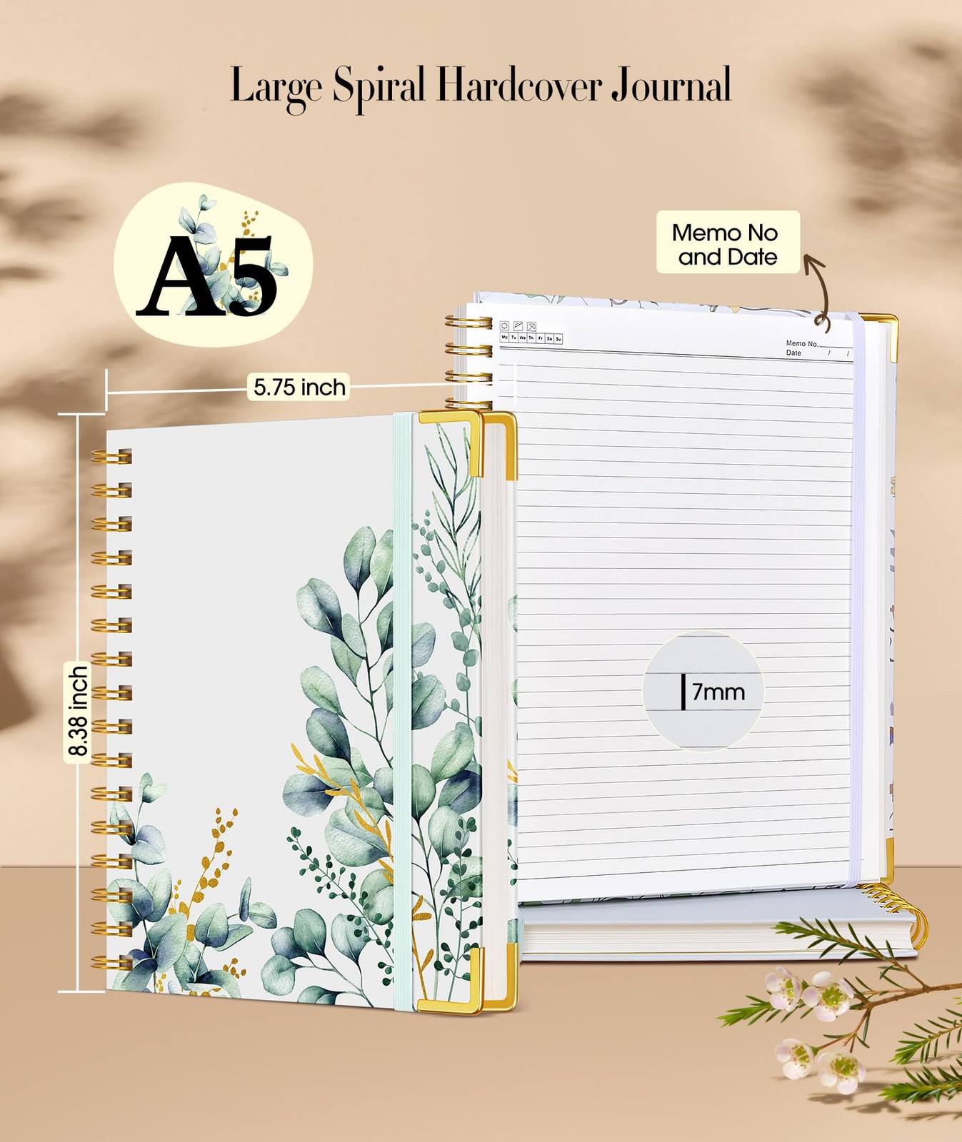 Aesthetic Spiral Notebook Journal for , 160 Pages Lined Notebooks 5.75” x 8.3…