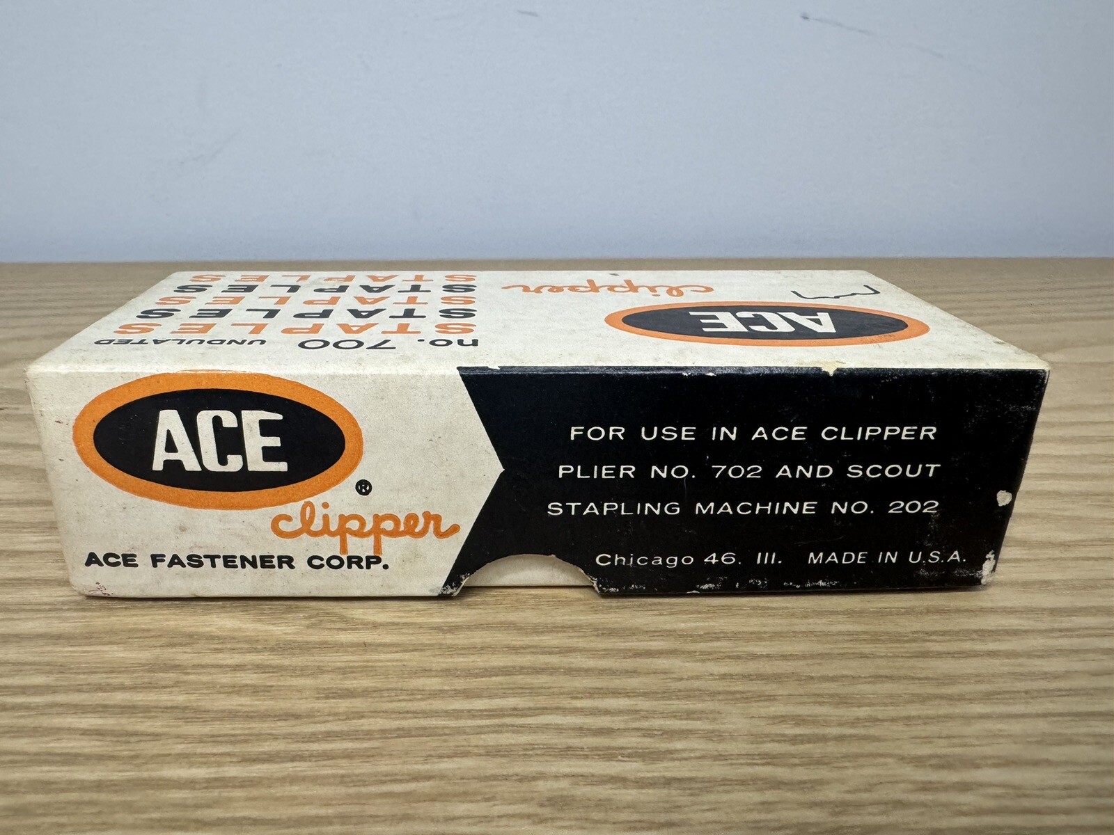 Vintage ACE Clipper Stapler No 700 Ace Fastener Corp, Handheld w/2Box of Staples