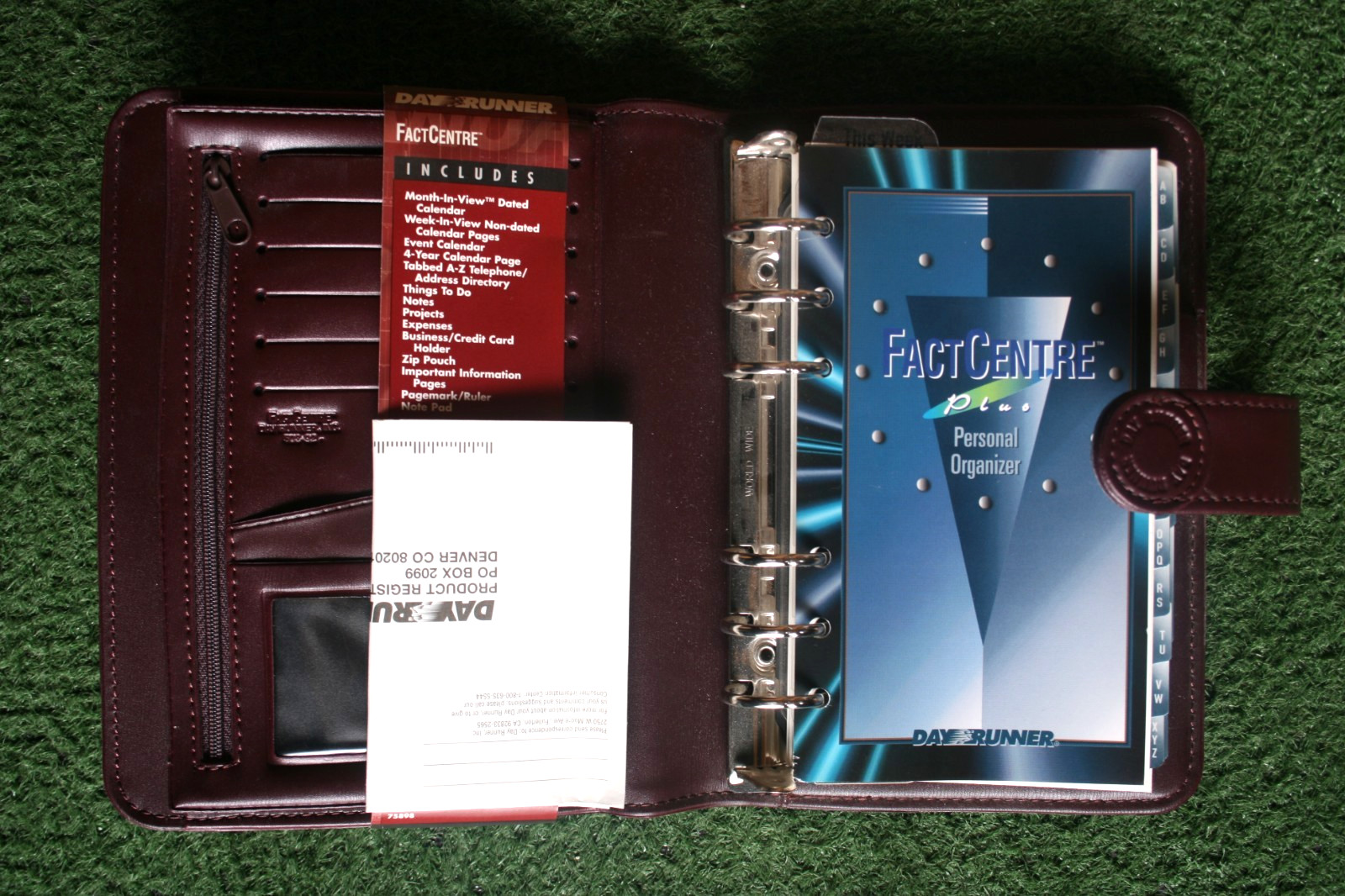 Vintage 1999 Day Runner Burgundy FC3 Plus Sewn Vinyl Mixed Snap 6-Ring Organizer