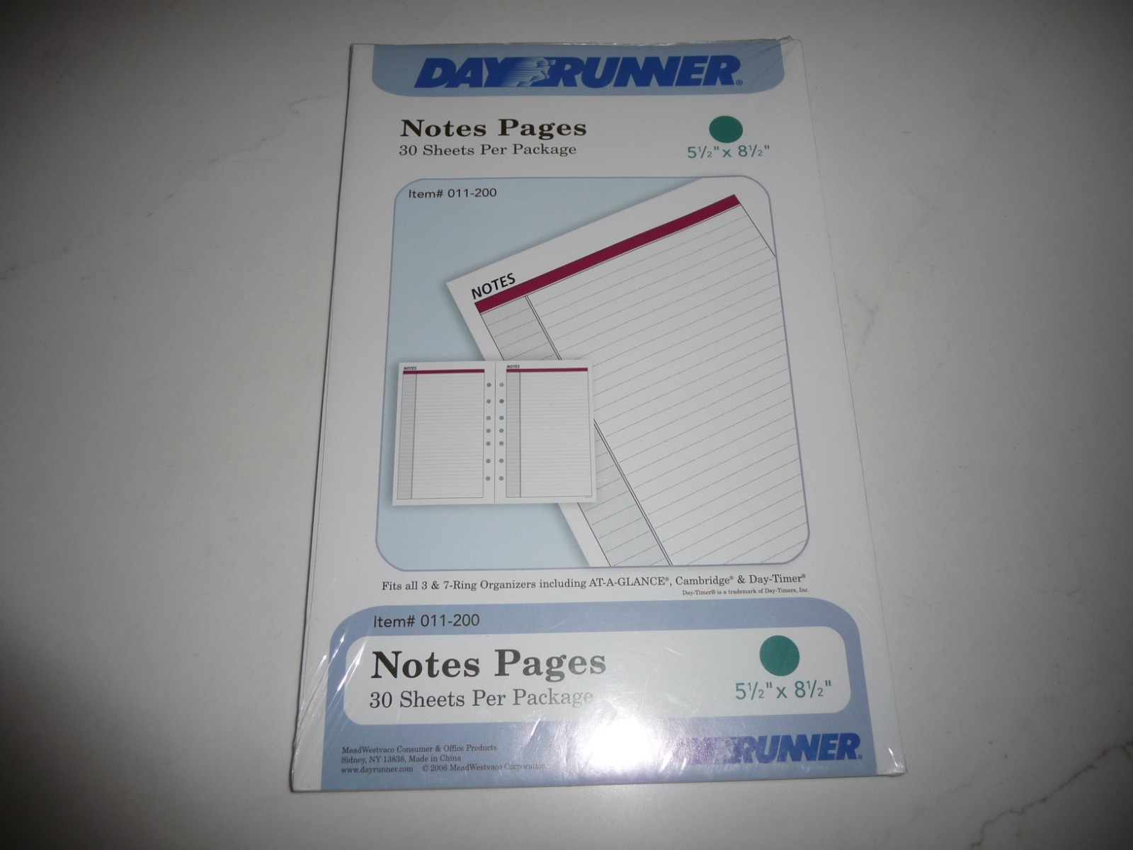 DAY RUNNER DAILY NOTE PAGES REFILL SHEETS-Pack of 30-8.5×5.5″ #011-200-FREE SHIP