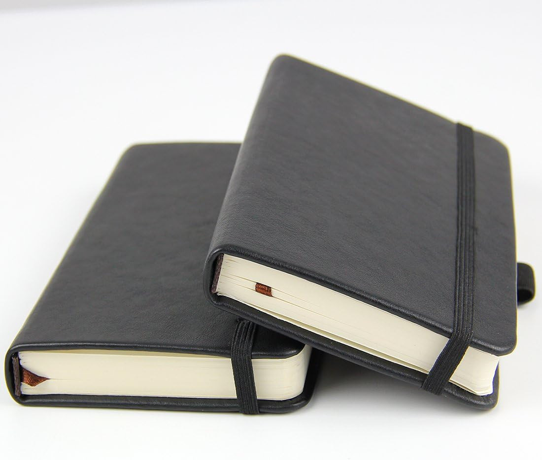 (2-Pack Pocket Notebook 3.5″ X 5.5″, Small Hardcover Journal with Pen Holder, In