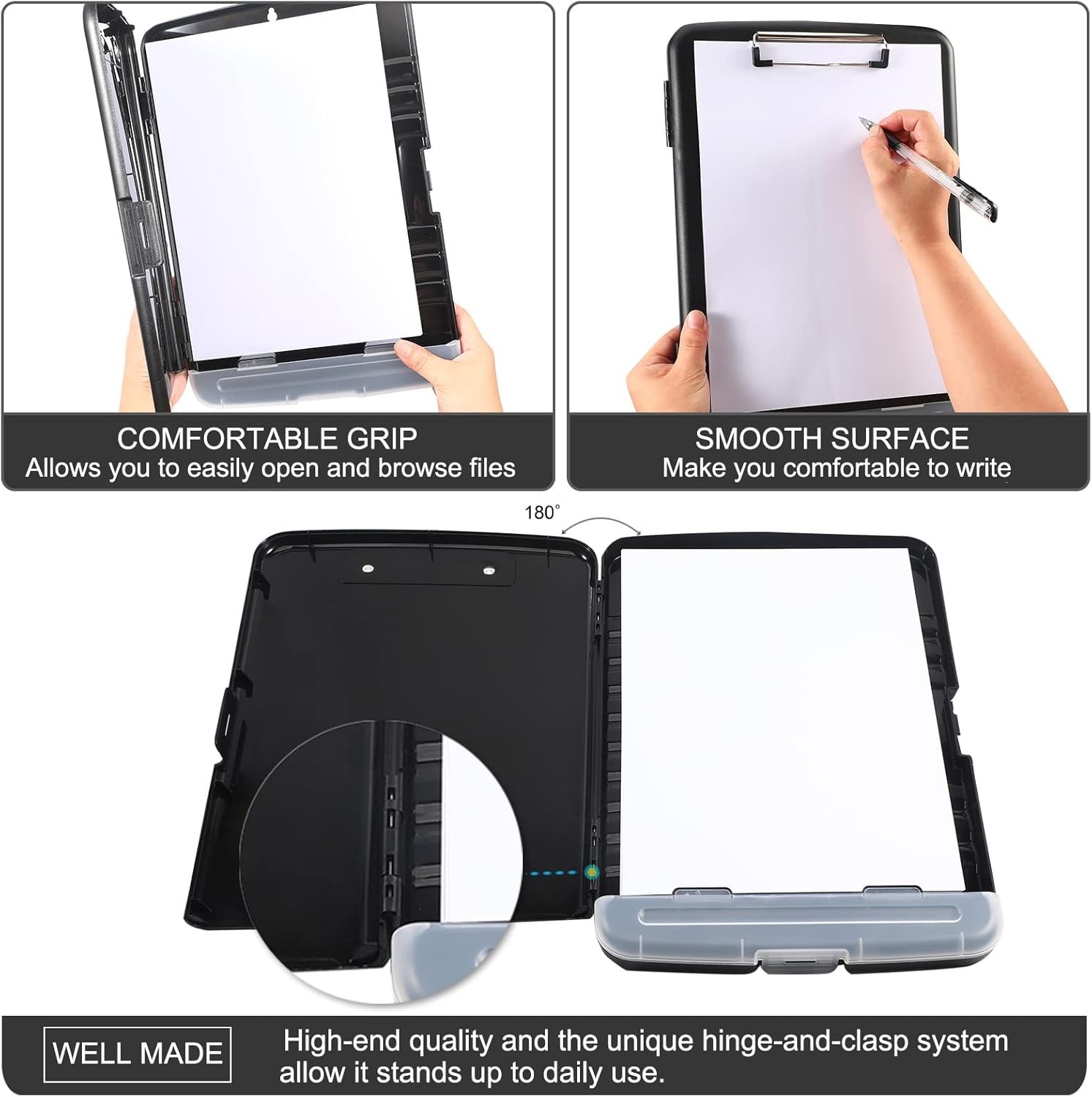 Heavy Duty Clipboard With Storage 8.5 x 11 Large Capacity Clip Boards Case