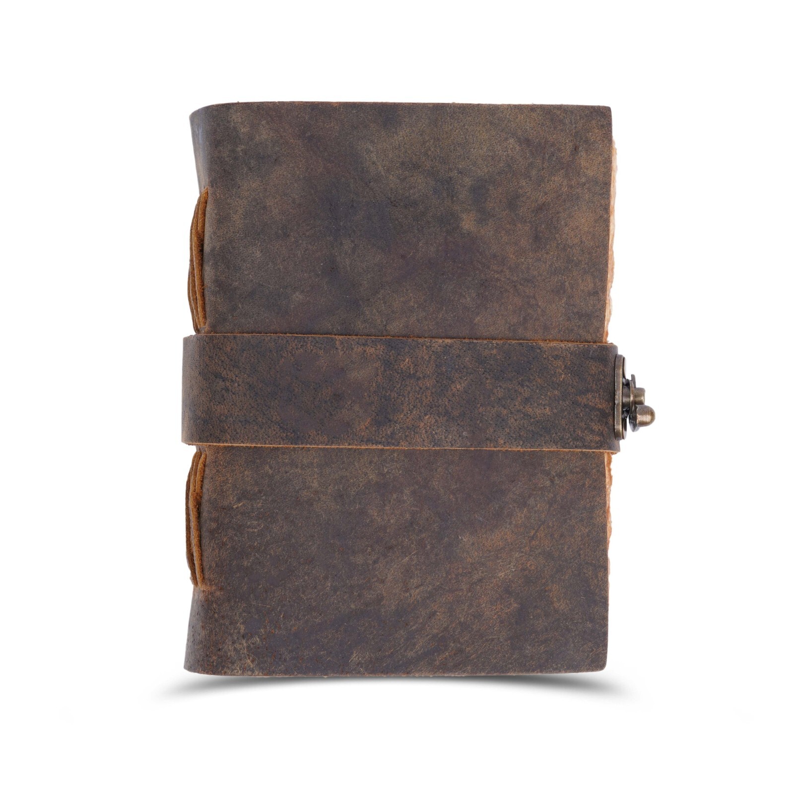Leather Bound Journal with Antique Key Closure – Handmade Deckle Edges Paper
