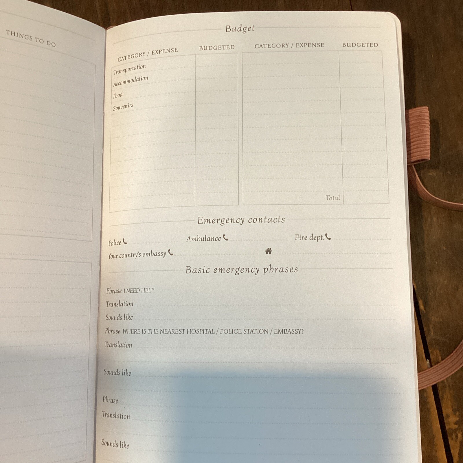 Legend Travel Planner Vacation Itinerary Organizer Journal Pink