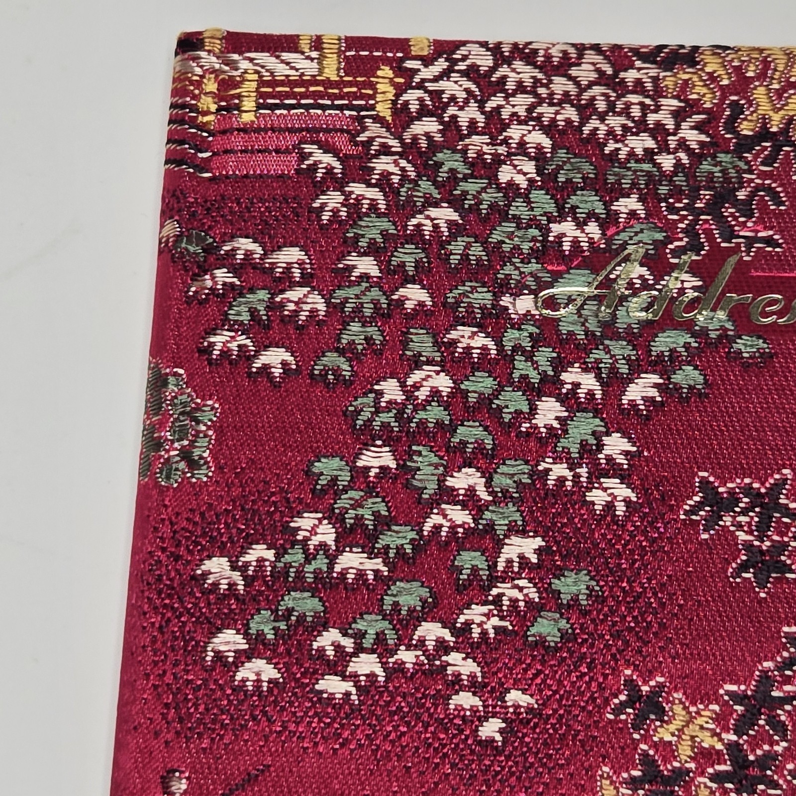 Shanghai, China Embroidered 176 Address Book – Red Silk Brocade Cover – VTG NOS