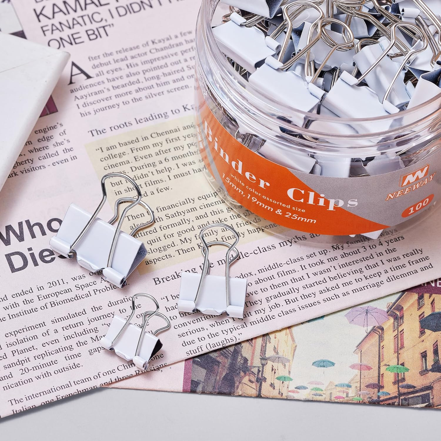 Binder Clips Assorted Sizes, White Binder Clips Set for Office and Home Use – Pa