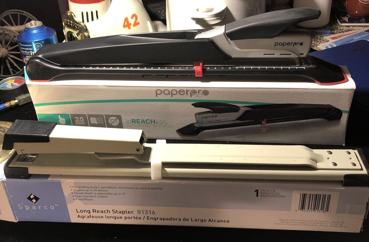 Sparco Brand Stapler Long Reach Adjustable & Paperpro inReach +25 In Boxs