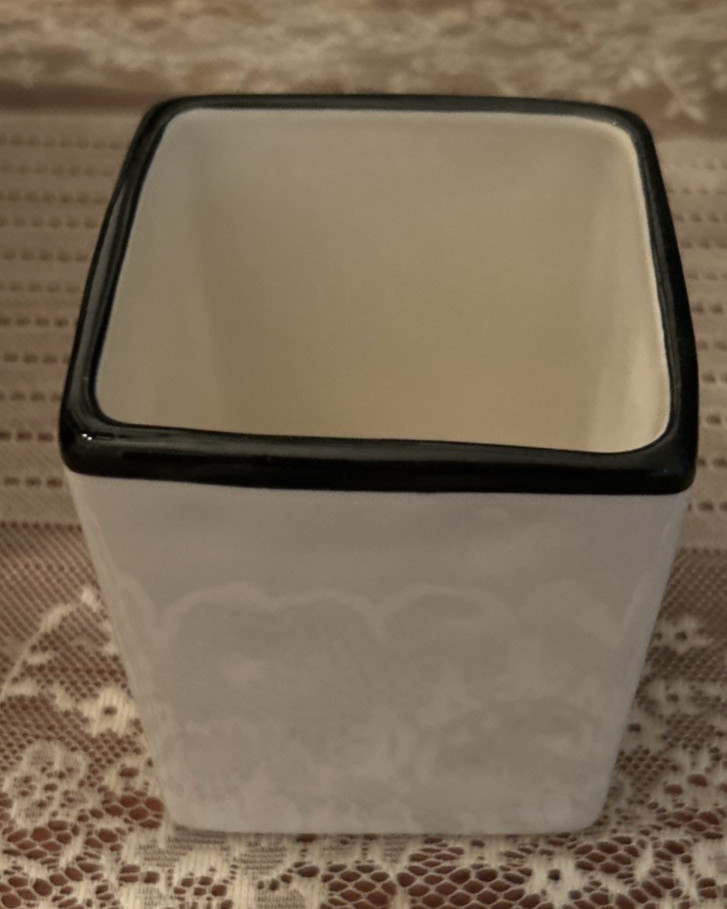 Rae Dunn WRITE Black & White Pen/Pencil Holder Desk Caddy Organizer