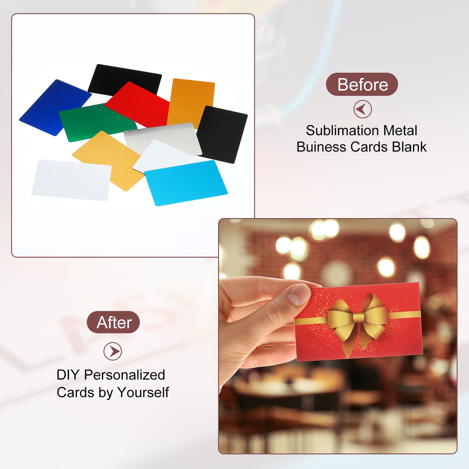 200 PACK 0.45mm Thick 3.4×2.1 Inch Metal Business Cards Blank, Black