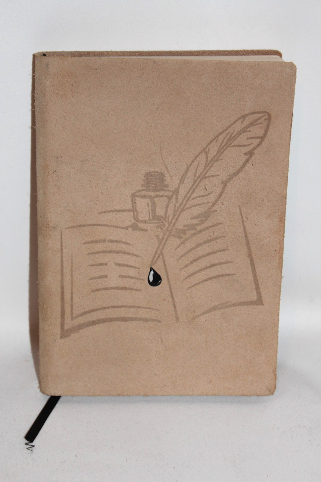 6 x 8 Journal Quill Natural Leather Suede Made in Italy Barnes Noble NEW