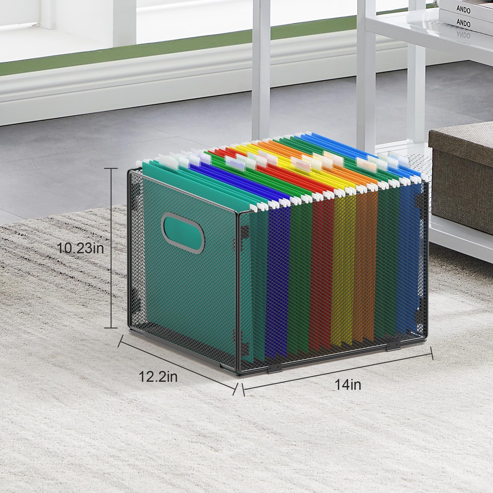 Hanging File Organizer – Mesh Folder Storage Box for Letter Size Files