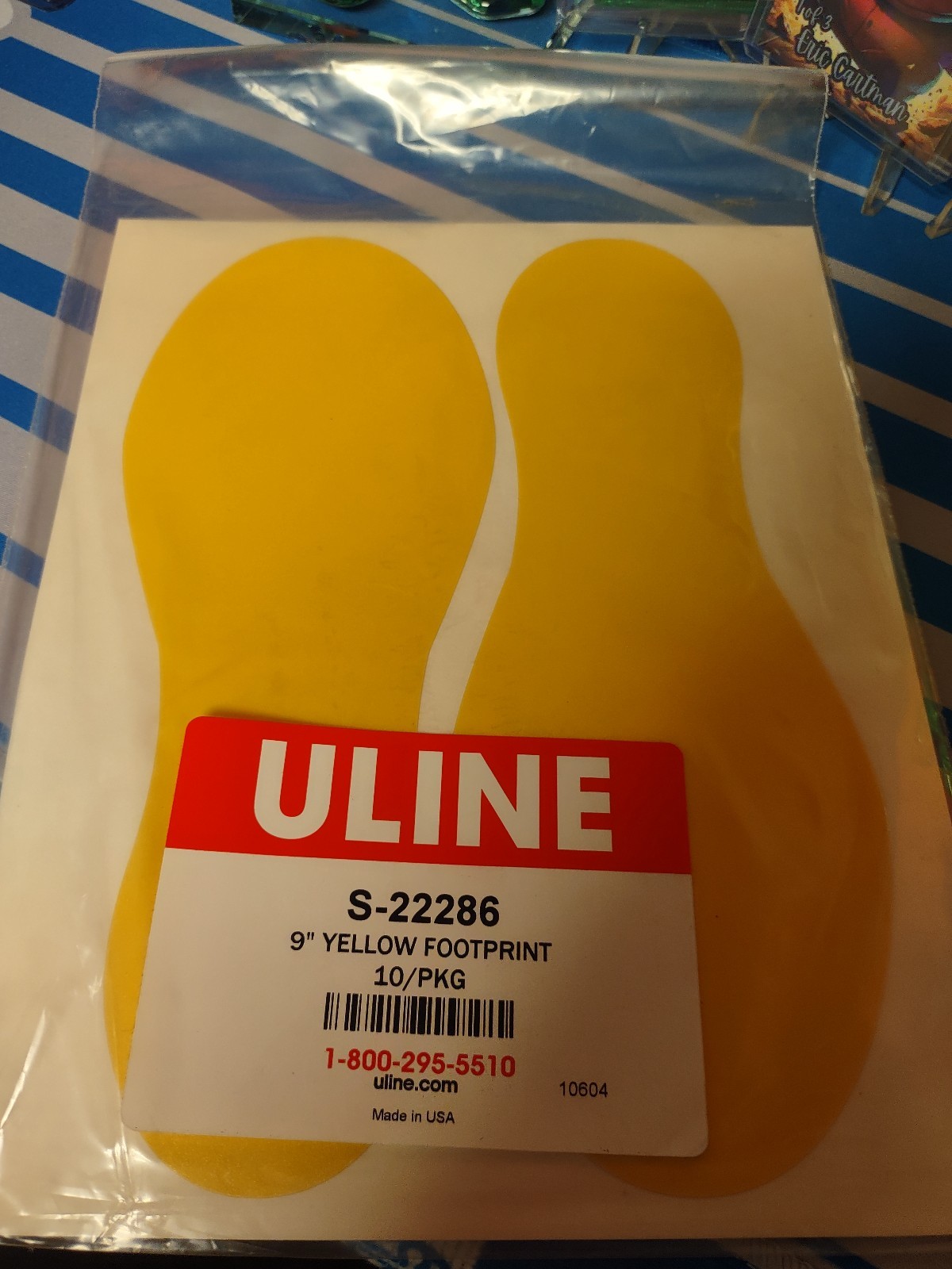 (7 Packs of 10) Uline 9” Yellow Footprint S-22286 NEW #B626