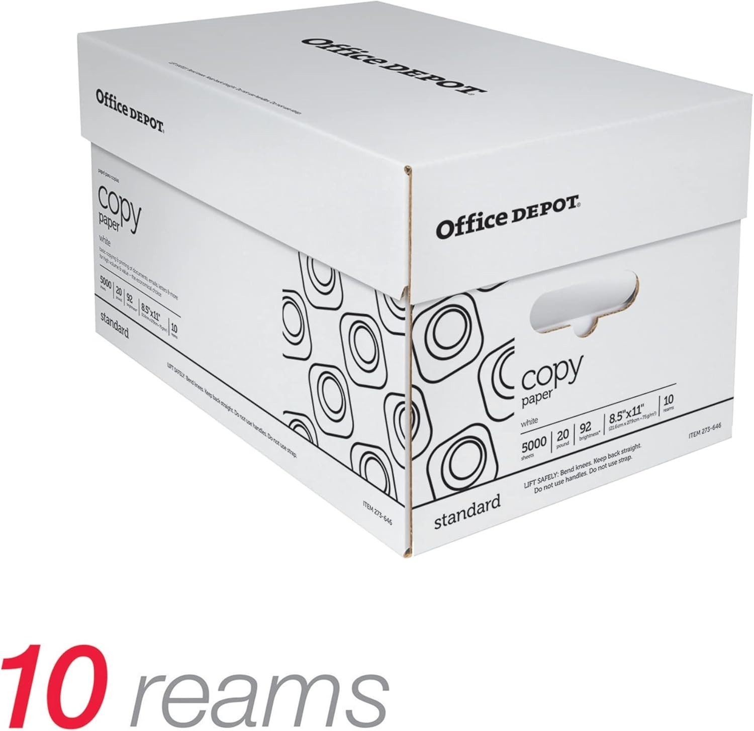 White Copy Paper, 8 1/2in. x 11in., 20 Lb, 500 Sheets Per Ream, Case Of 10 Re…