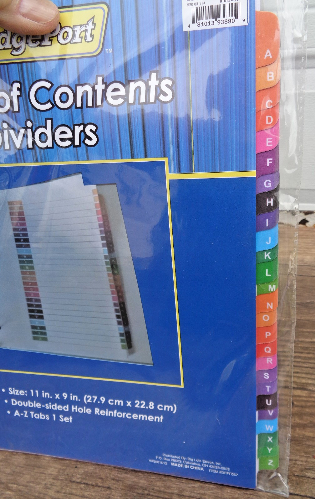 BridgePort Index A-Z Table of Contents Dividers – 26 Pages