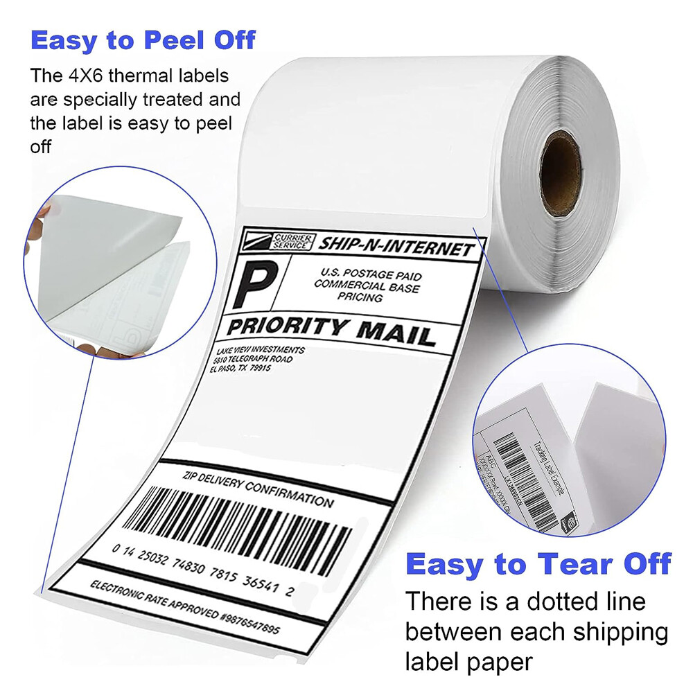 4″ x 6″ Direct Thermal Shipping Labels for Zebra Printers 450 Labels Per Roll US