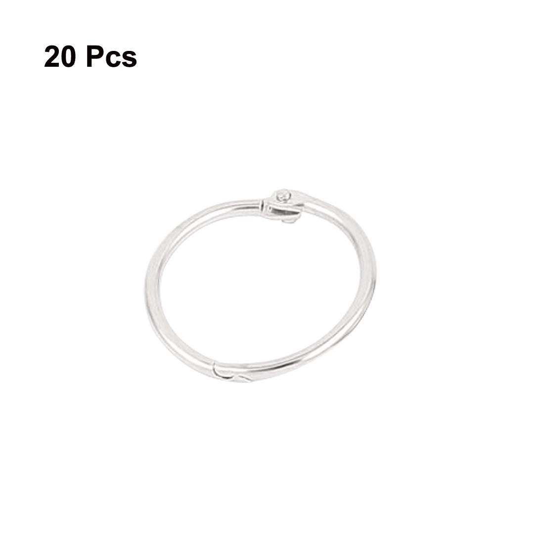 Office Metal Hinge Locking Looseleaf Book Binder Ring 20mm Dia Silver Tone 20pcs