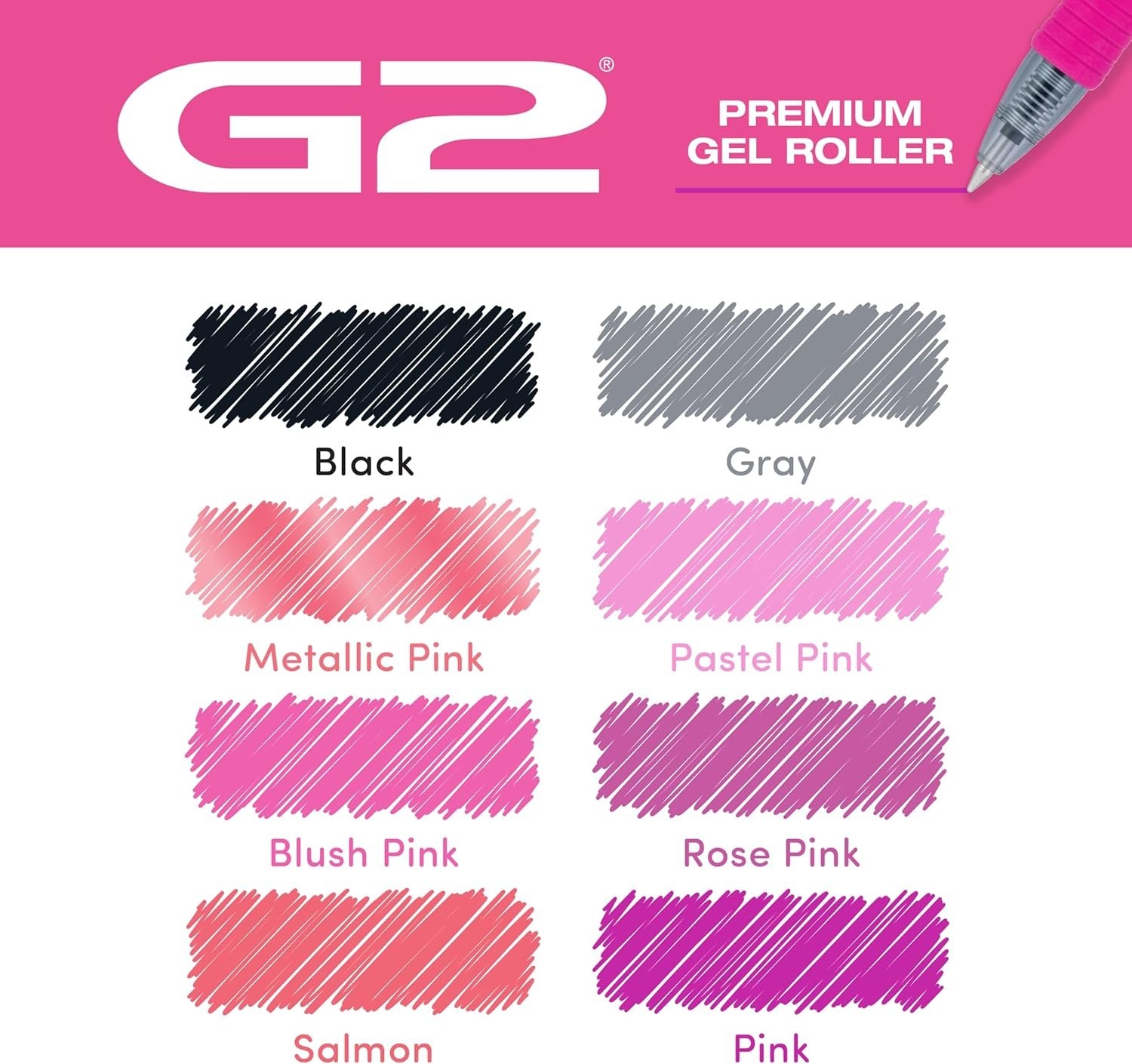 G2 Gel Roller Pens, G2 Boost Pink Pack, The Colors of Optimism, 8 Pack Pouch…