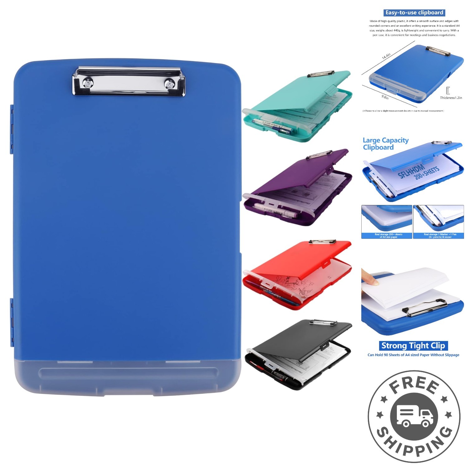 Multi-Functional A4 Plastic Clipboard with Storage – Ideal for Professionals