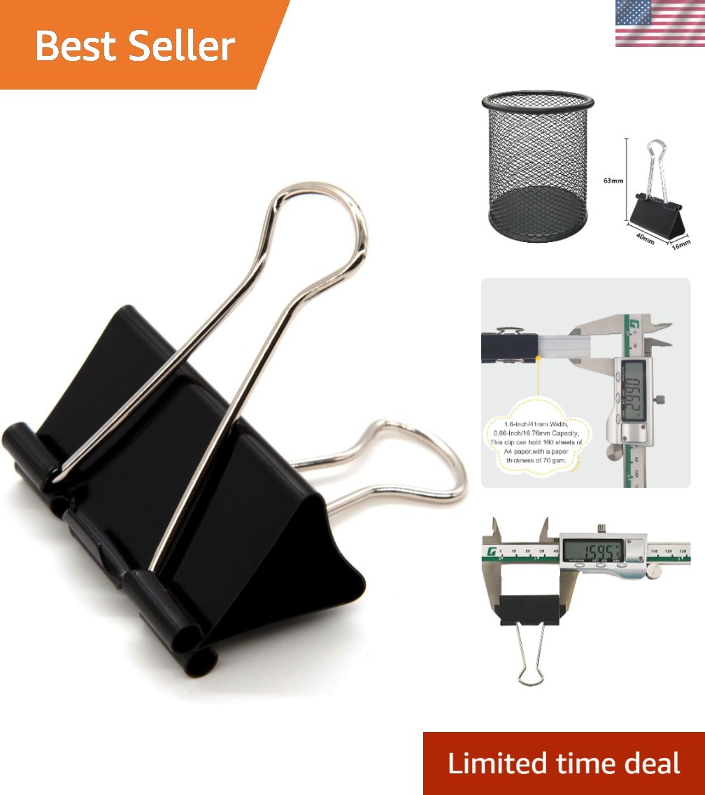 Versatile 24 Pack of 1.6-Inch Tempered Steel Binder Clips – Office Essentials