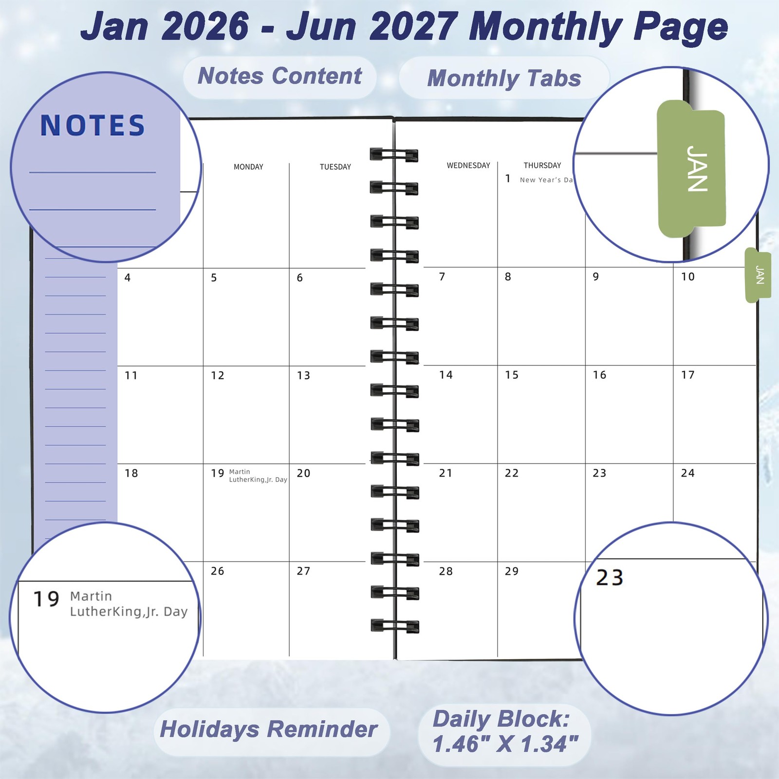 Daily Planner 2026-2027, 2026 Planner Weekly and Monthly, Jan 2026-Jun 2027, …