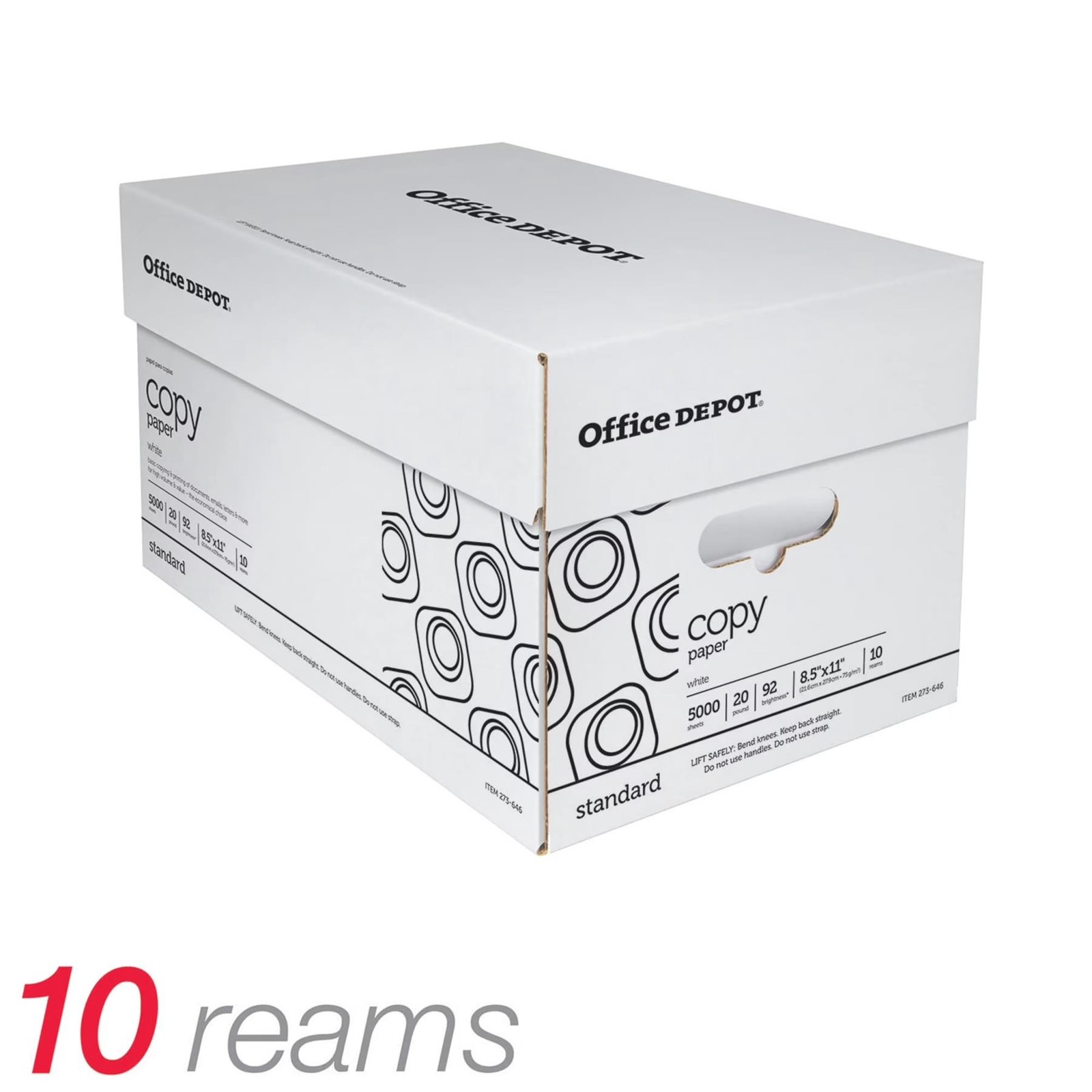 Office Depot Copy Paper, 10 Reams, White, Letter (8.5″ x 11″), 5000 Sheets/ Case