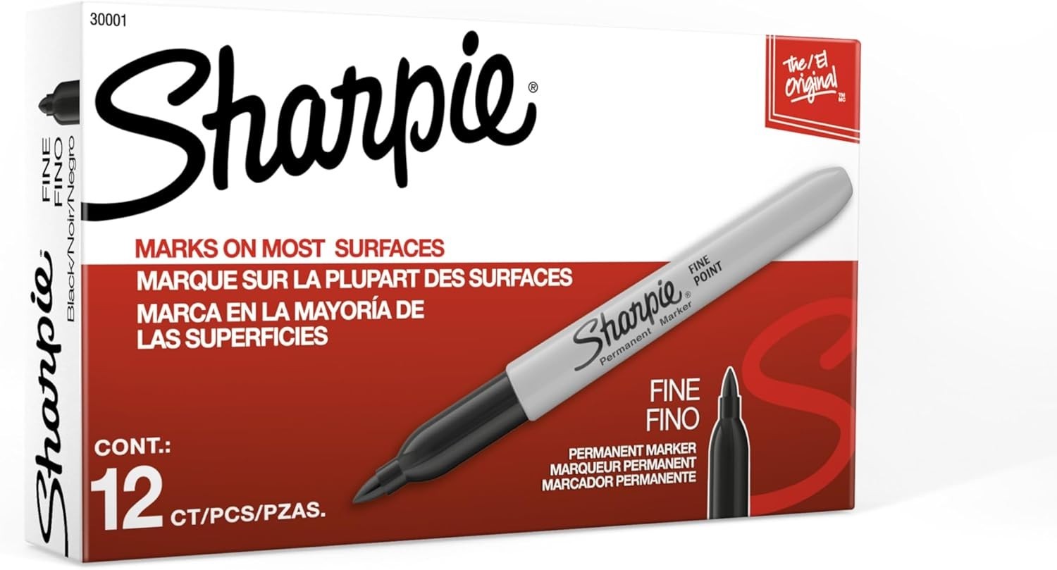 Sharpie Permanent Markers, Fine Tip, Black, 12 Count – Quick Drying, Fade Resist
