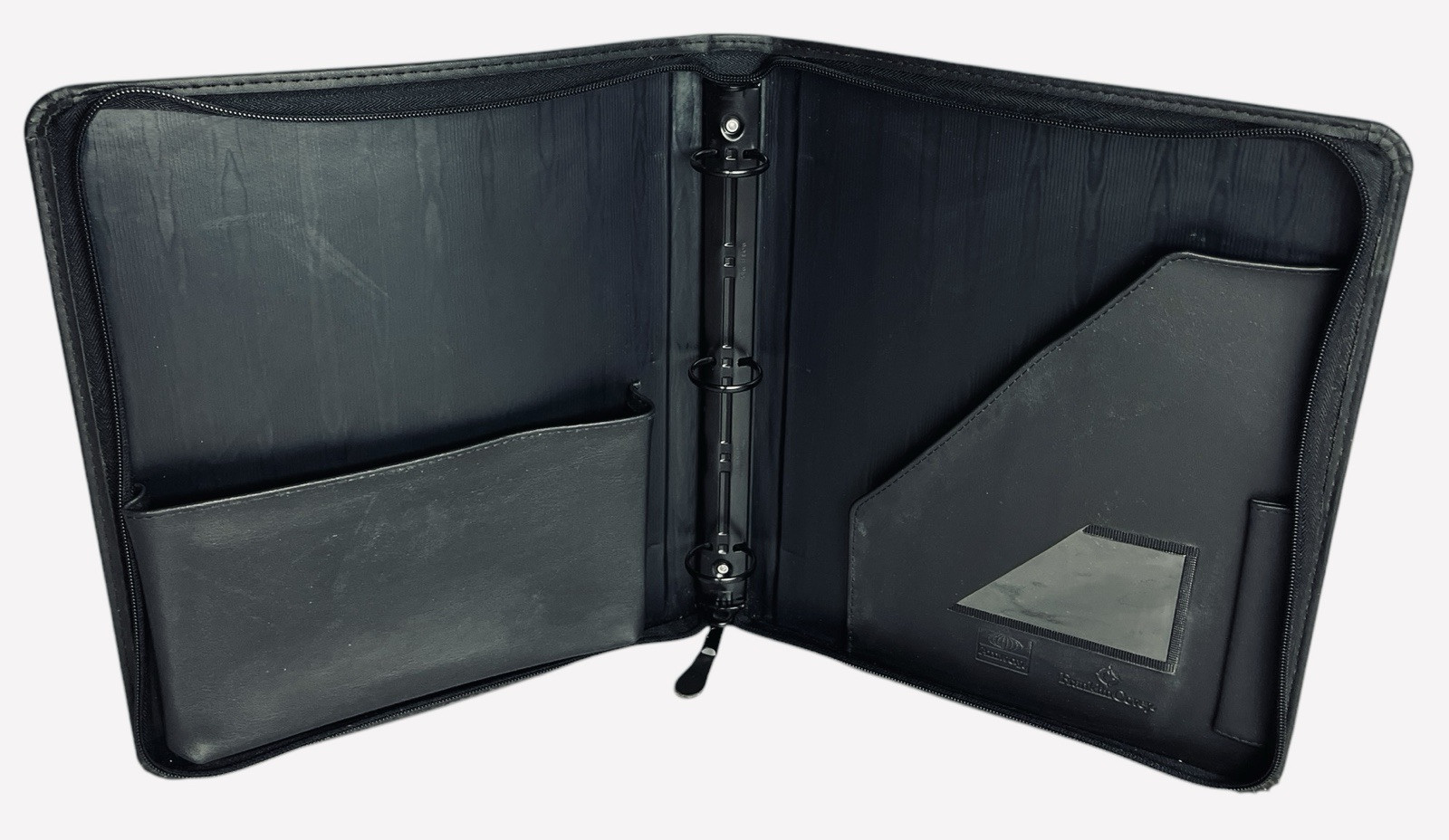 Franklin Covey Amway Binder 3 Ring Black Faux Leather Full Zip 13” x 11”