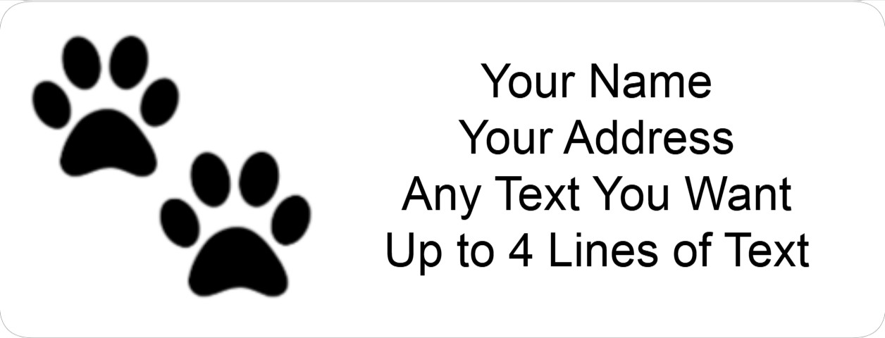 60 Custom Paw Print Pet Address Labels Dog Cat Animal 1″ x 2.625″ Free Shipping