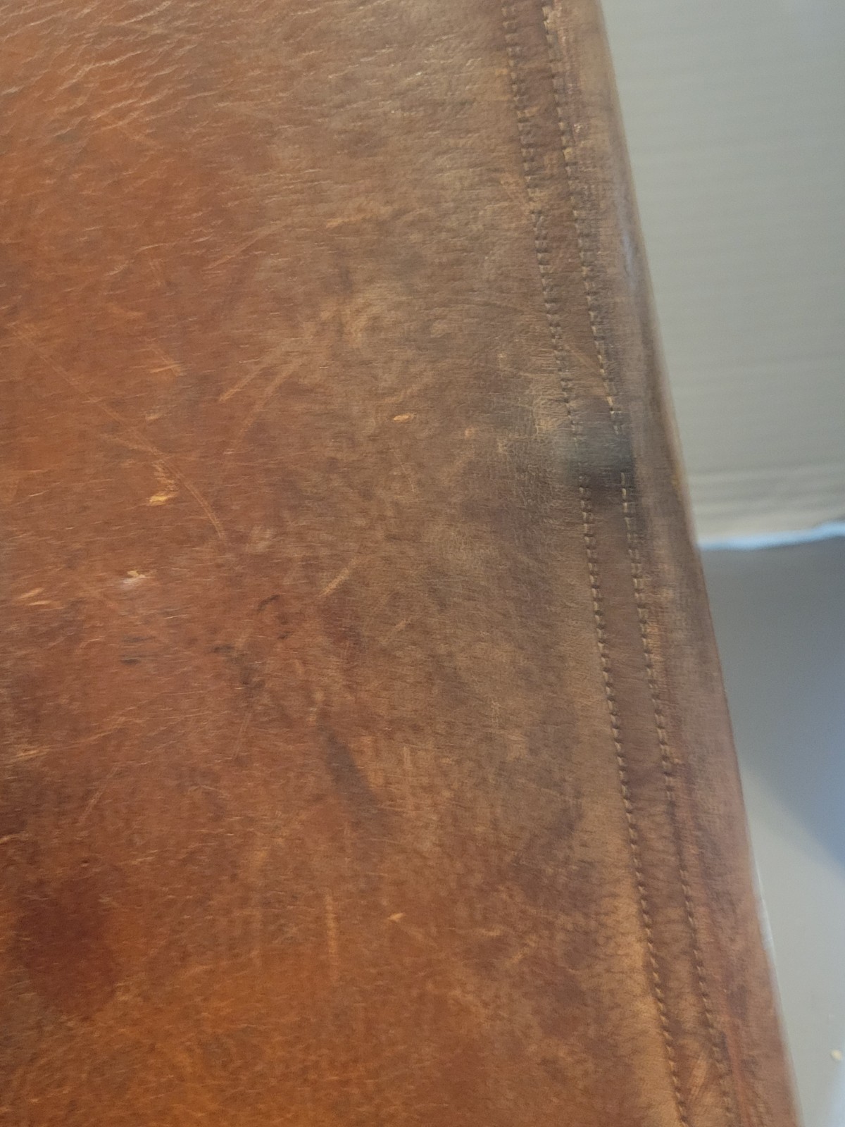 Vintage Embossed Leather Portfolio Business Folder File Case Steerhide Tan